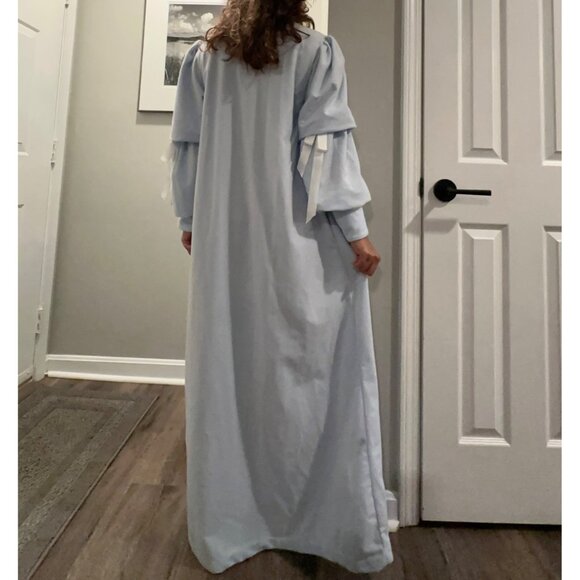 Vintage Willow Creek Fleece Nightgown Lace Trim, Tiered Sleeves Cottage Romantic - Picture 2 of 9